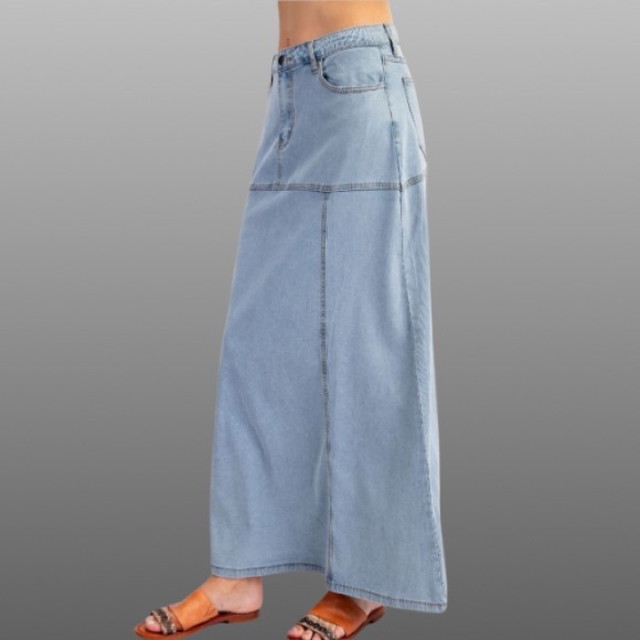 NEW WASHED DENIM MAXI SKIRT MUST HAVE - Picture 4 of 8